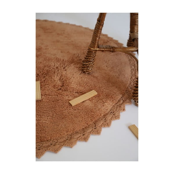 Tappeto rotondo color mattone in cotone lavabile e tessuto a mano ø 110 cm Perla Toffee – Nattiot-image-2