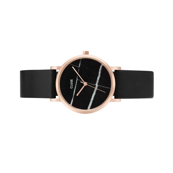 Orologio da donna nero con cinturino in pelle e quadrante in marmo Petite Rose La Roche - Cluse-image-1
