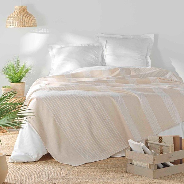 Copriletto beige 240x260 cm Adele – douceur d'intérieur-image-1