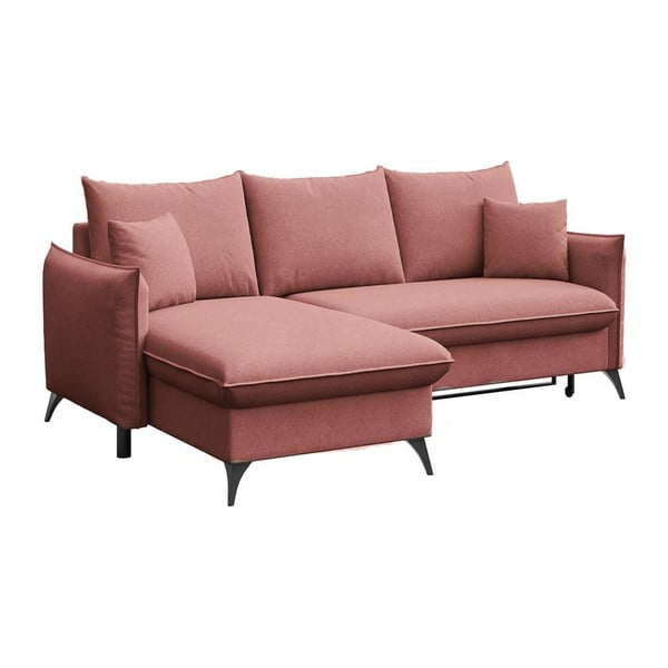 Divano angolare rosa allungabile e con contenitore (con penisola a sinistra e chaise lounge) Brim – Rodier-image-2