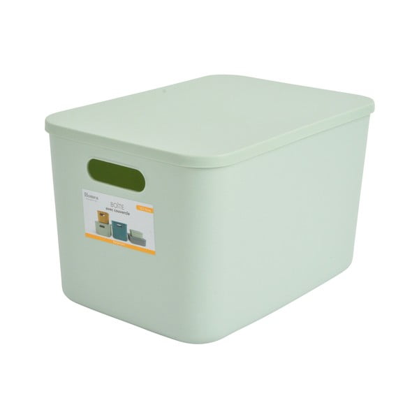 Scatola con coperchio in verde chiaro in plastica 35,5x25,5x23 cm – Homéa-image-4