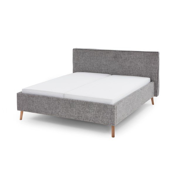 Letto matrimoniale imbottito grigio con contenitore con rete inclusa 180x200 cm Riva – Meise Möbel