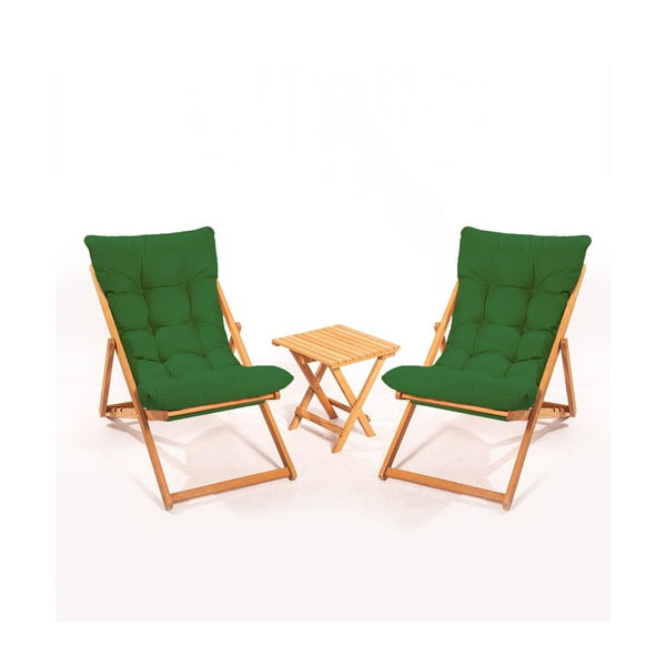 Set da giardino in legno di faggio in colore verde-naturale per 2 persone - Floriane Garden