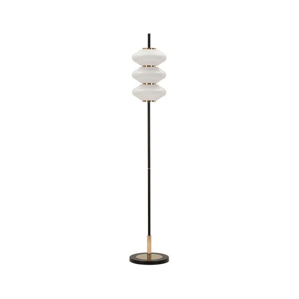 Lampada da terra bianca/nera con paralume in vetro (altezza totale 168 cm) Vintage – Mauro Ferretti