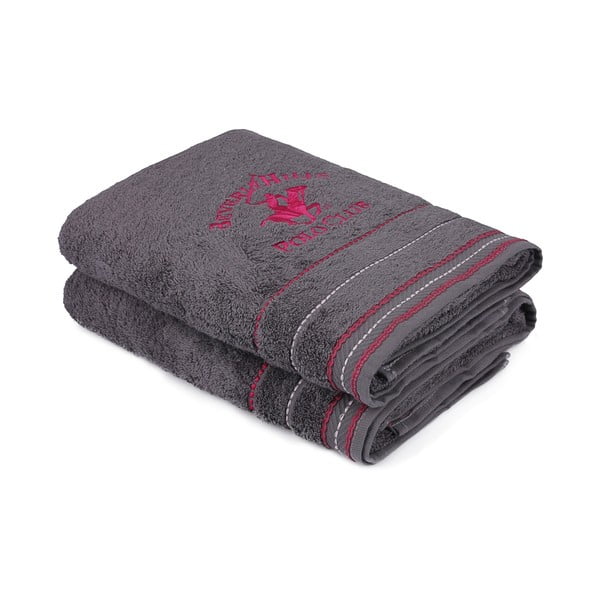 Set di 2 asciugamani in cotone grigio, 140 x 70 cm - Unknown