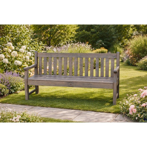 Panchina da giardino in legno grigio London - Rojaplast-image-1