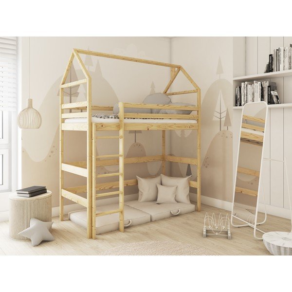 Letto per bambini rialzato in legno di pino 80x160 cm Gloria - Lano Meble-image-1