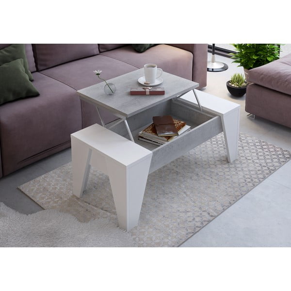 Šedo-bílý konferenční stolek s výklopnou deskou Tomasucci James-image-1