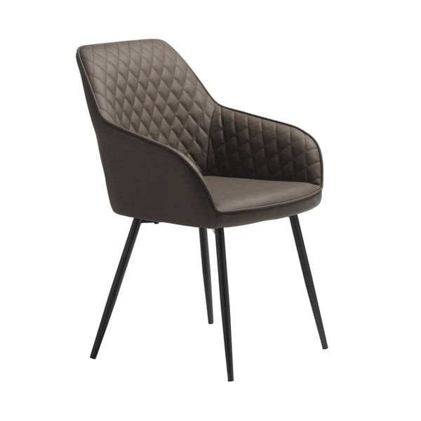 Sedia da pranzo marrone in imbottito con braccioli Milton – Unique Furniture