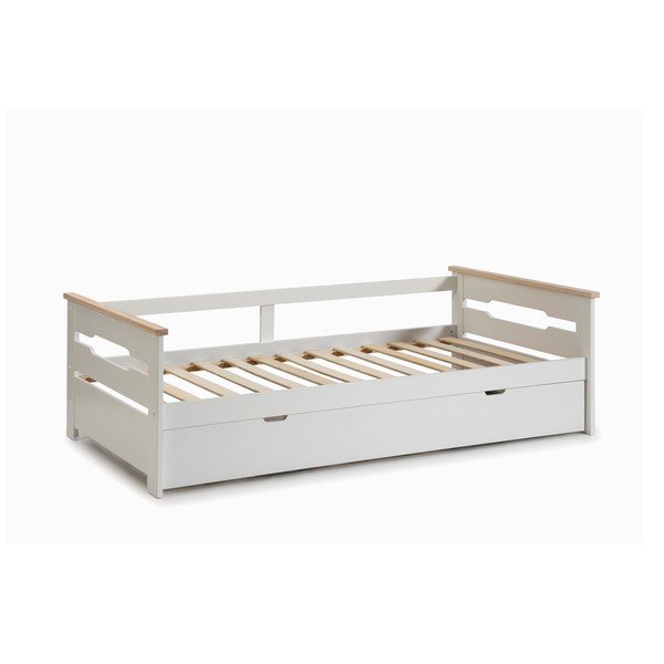 Letto per bambini in legno di pino bianco con letto estraibile 90x190 cm Elisa - Marckeric-image-1