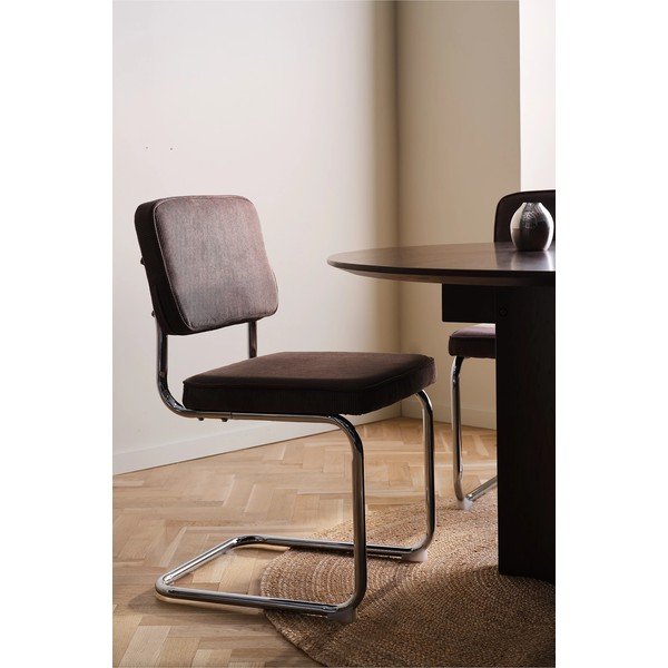 Sedie da pranzo in set marroni in metallo a dondolo 2 pz Hjo – Jotex-image-1