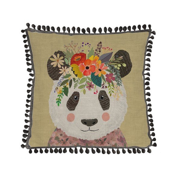 Cuscino con lino Floral Panda, 45 x 45 cm - Little Nice Things