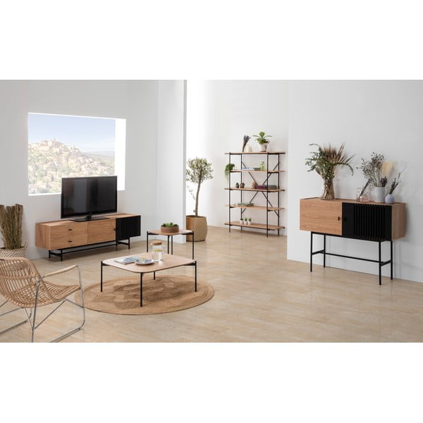 Libreria in legno di quercia con dettagli neri Amina - Marckeric-image-3