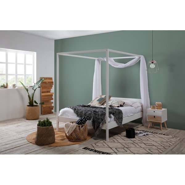 Letto matrimoniale bianco con griglia 140x190 cm Dossel - Marckeric-image-1