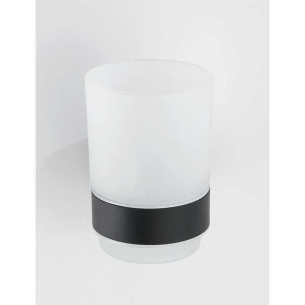 Bicchiere in vetro nero opaco da parete per spazzolini da denti Bosio - Wenko-image-1