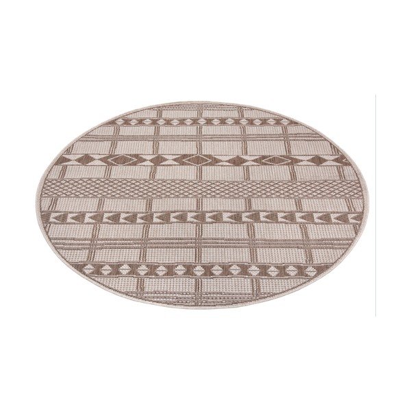 Tappeto da esterno marrone e beige Madrid, ø 120 cm - Ragami-image-2