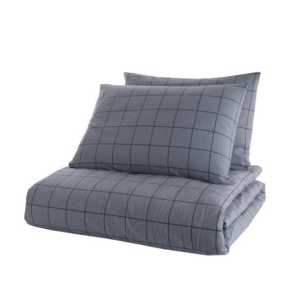 Set con copriletto e federa azzurro in cotone renforcé 240x225 cm Persegi – Mijolnir