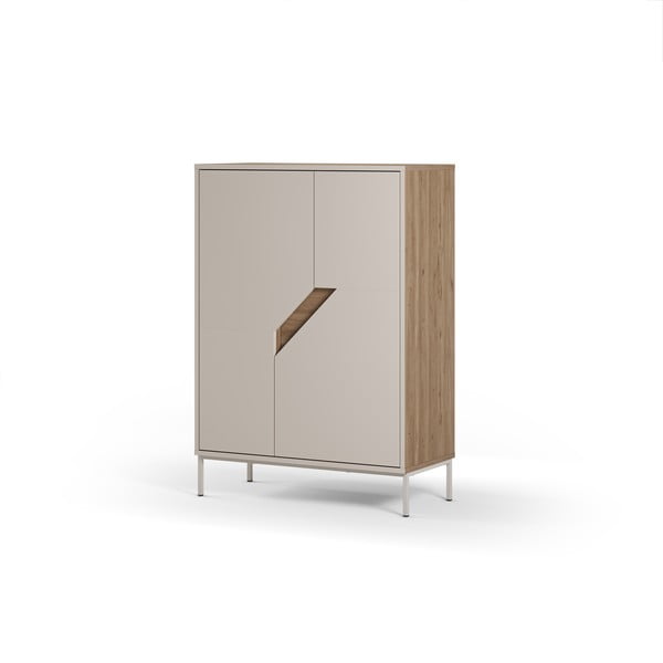 Cassettiera effetto rovere in colore crema-naturale 85x120x40 cm Lilou - Marckeric-image-4