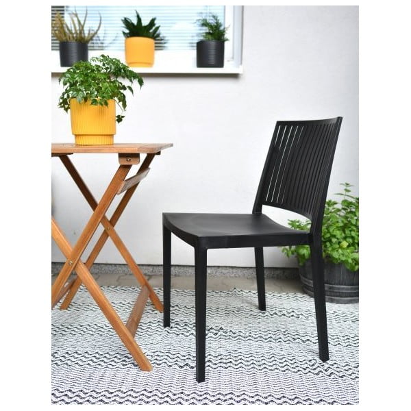 Sedia da giardino in plastica nera Bars - Rojaplast-image-1