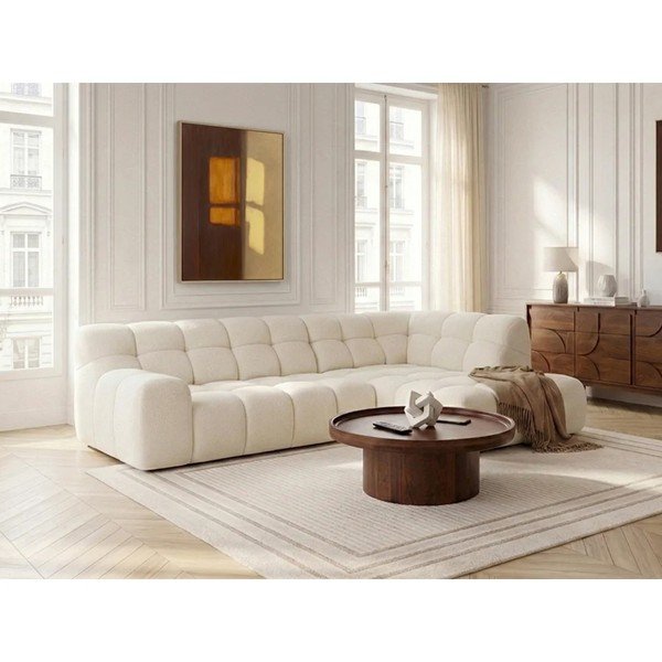 Divano angolare bianco allungabile/con movimento relax elettrico (con penisola a destra/a L) Andre – Bobochic Paris-image-3