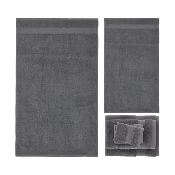 Set di asciugamani per viso e corpo tipo terry grigio scuro in cotone 6 pz Anti-Bacterial – Catherine Lansfield-image-2