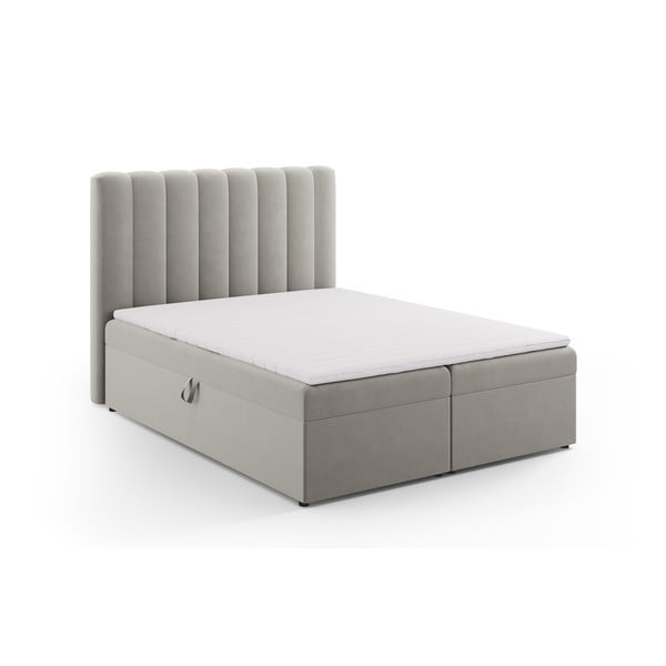 Letto boxspring grigio con contenitore 160x200 cm Gina - Milo Casa