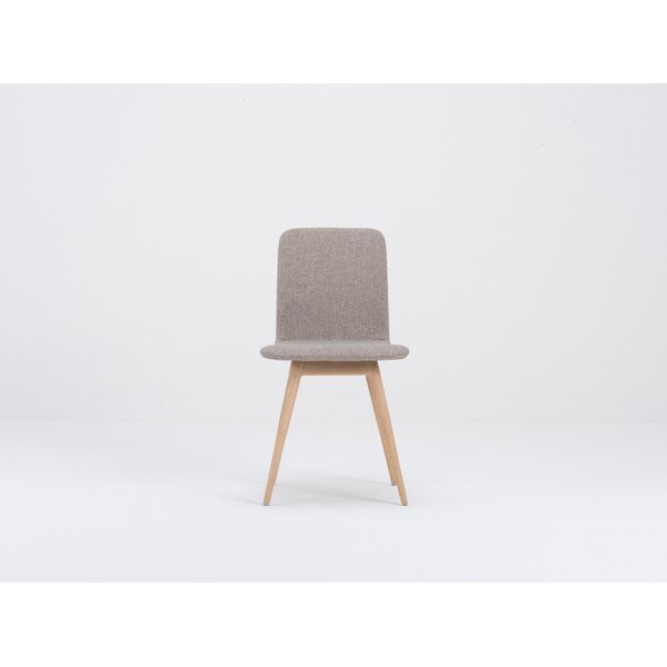 Sedia da pranzo beige con base in legno di quercia Ena - Gazzda-image-4