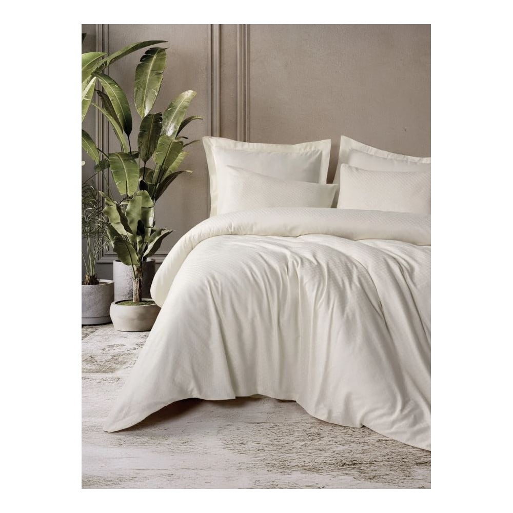 Set copripiumino e federa beige in cotone renforcé per letto matrimoniale ed esteso 240x220 cm Checkered – Mila Home Luxury | Biancheria da letto