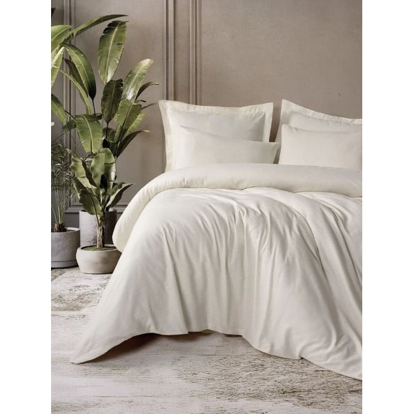 Set copripiumino e federa beige in cotone renforcé per letto singolo 140x200 cm Checkered – Mila Home Luxury