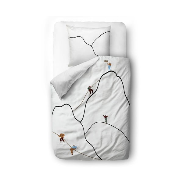 Biancheria da letto singola in cotone sateen bianco 135x200 cm Mountain Climbing - Butter Kings