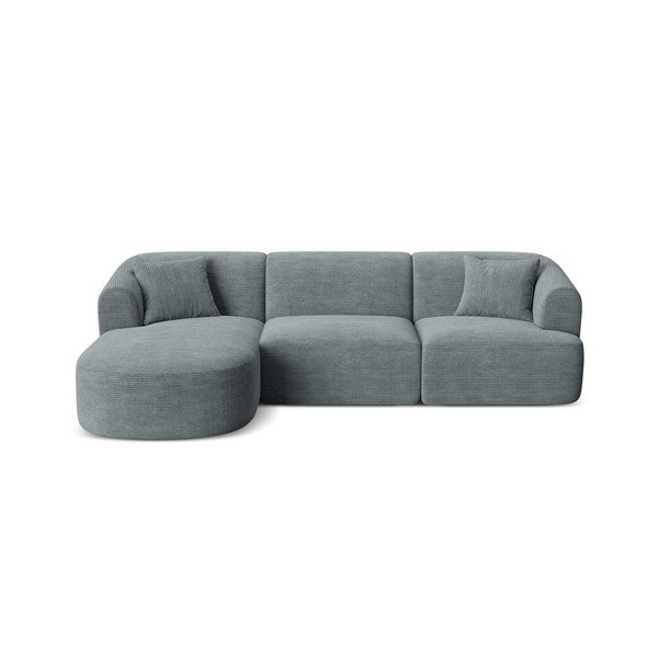 Divano angolare grigio scuro (con penisola a sinistra/con chaise lounge) con rivestimento in velluto a coste Campi – Cosmopolitan Design