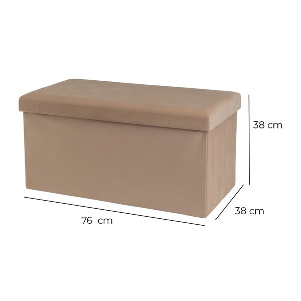 Poggiapiedi in velluto marrone chiaro Estela - Casa Selección-image-3