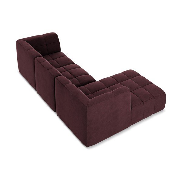 Divano angolare burgundy (con penisola a sinistra/con chaise lounge) con rivestimento in velluto Aloha – Makamii-image-4