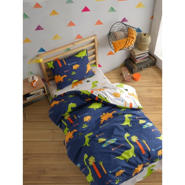 Set copripiumino e federa da bambini blu per letto singolo 140x200 cm Dinolar – Mijolnir