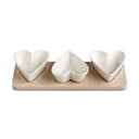 Set di 3 ciotole da portata in porcellana su vassoio in bambù Hearts - Brandani