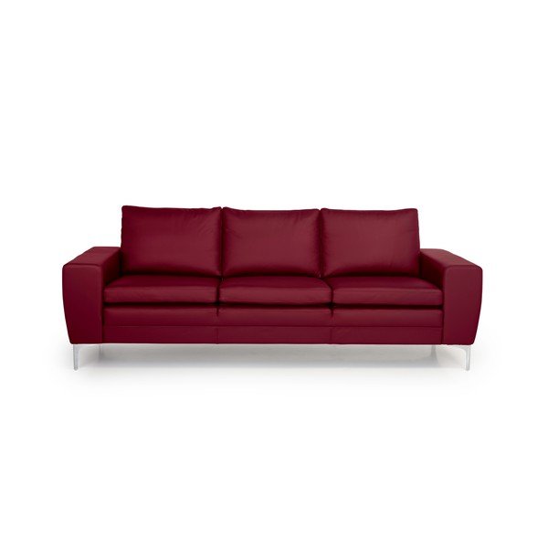 Červená kožená pohovka Scandic Twigo, 227 cm