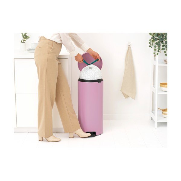 Cestino per la spazzatura rosa in acciaio con pedale 30 l NewIcon – Brabantia-image-3