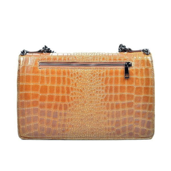 Borsa a catena in pelle marrone cognac - Carla Ferreri-image-1