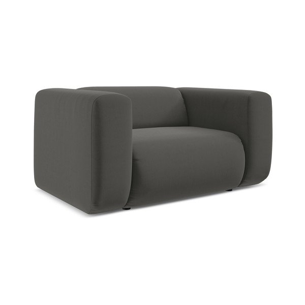 Poltrona grigia con rivestimento in velluto Ekahi – Makamii