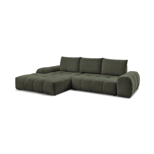 Divano angolare verde allungabile e con contenitore (penisola a sinistra/chaise lounge) con rivestimento in ciniglia Everest – Bobochic Paris-image-3