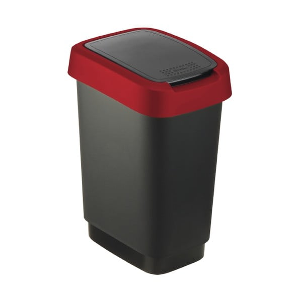 Bidone per rifiuti in plastica riciclata rosso e nero 10 L Twist - Rotho