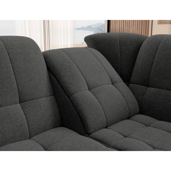 Divano angolare grigio scuro allungabile/con contenitore (con penisola a destra/a L) Sado – ELTAP-image-1