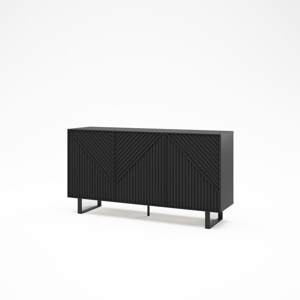 Cassettiera nera 151x80x35 cm Peta - Marckeric-image-3