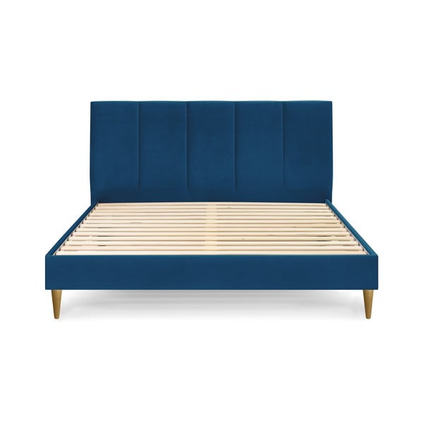 Letto matrimoniale imbottito blu con griglia 180x200 cm Vivara - Bobochic Paris-image-2