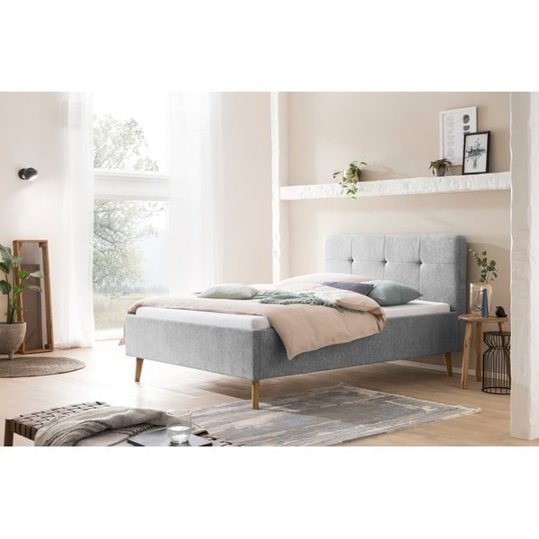 Letto matrimoniale imbottito grigio chiaro rete non inclusa 140x200 cm Smart – Meise Möbel-image-1