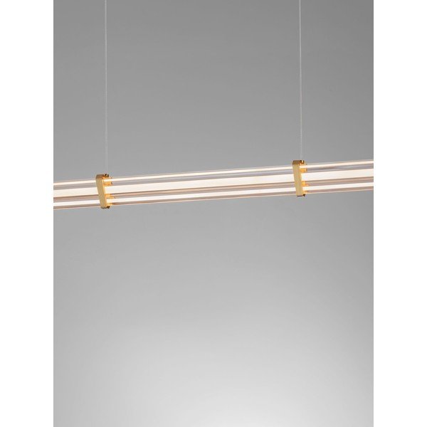 Lampadario LED oro opaco in metallo con paralume in vetro acrilico con intensità regolabile Pheme – Nova Luce-image-4