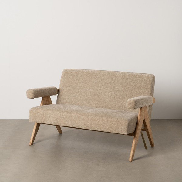 Divano beige con rivestimento in ciniglia 134 cm Rest – Ixia-image-1