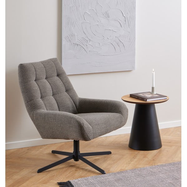 Tavolino rotondo nero e naturale con piano in rovere ø 45 cm Soli - Actona-image-1