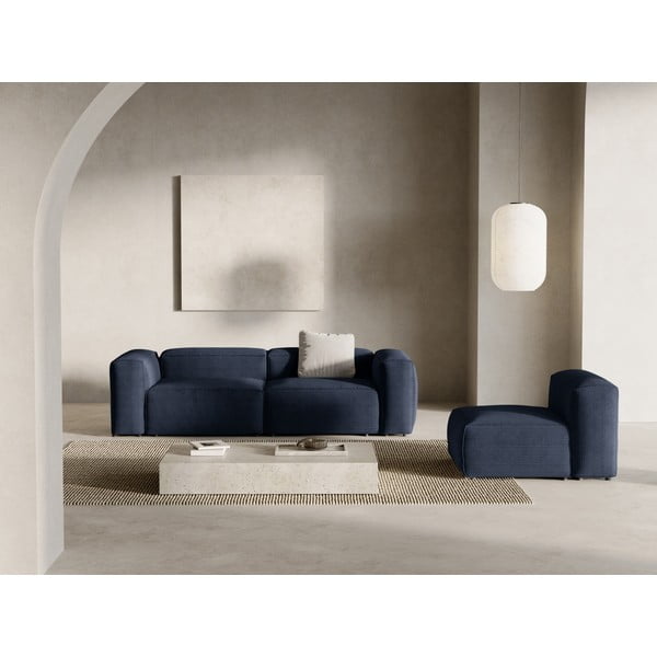 Divano blu scuro con rivestimento in velluto a coste 264 cm Bergamo – Cosmopolitan Design-image-1