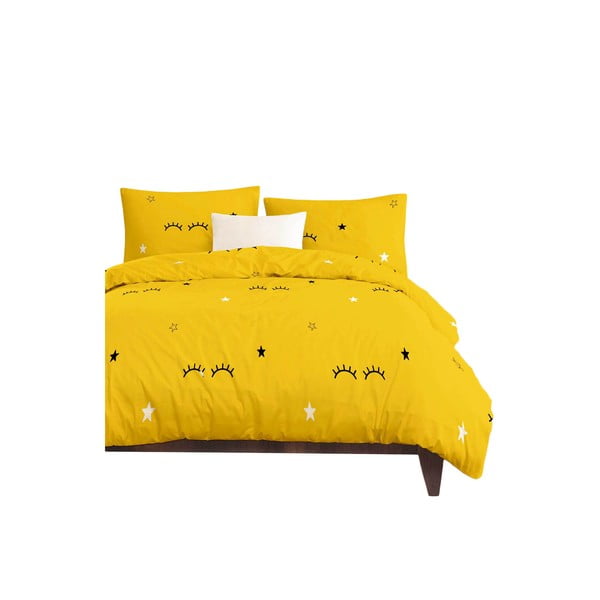 Set copripiumino e federa da bambini giallo per letto singolo 140x200 cm Dide – Mijolnir